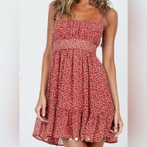 Princess Polly Red Floral Smocked Mini Dress